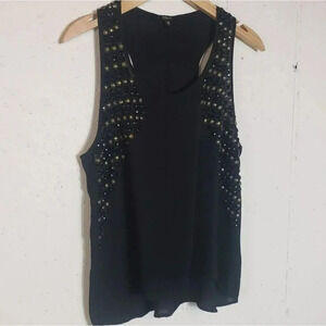 Black M Studded Black Race back sheer tank